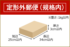 定形外郵便(規格内) 長辺34cm 短辺25cm 厚さ3cm以内 ※重さ:1kg以内